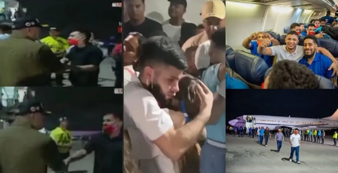 (VIDEO) ¡Emoción desbordada de madre portugueseña por el rescate de su hijo de la cárcel de El Salvador junto a 252 migrantes!